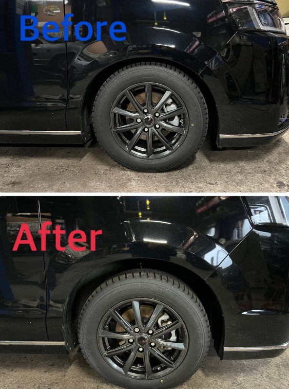 サスペンションを交換する前と後での、フロント側車高の変化です。